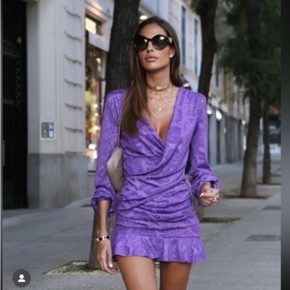 Zara purple mini dress blogger favorite - Picture 2 of 9